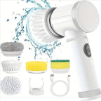 Electric Spin Scrubber, Bathroom Cordless Cleaning Brush Power Scrubber with 5 Replaceable Brush Heads, Electric Cleaning Brush